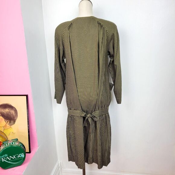Vintage 80s Nicole Miller Striped Silk Dress - Picture 3 of 6